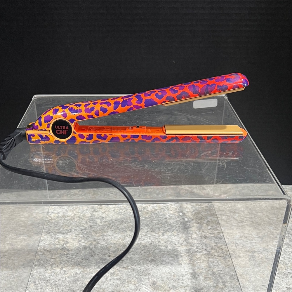 Ultra CHI Leopard Print Hair Straightener - Orange and Purple